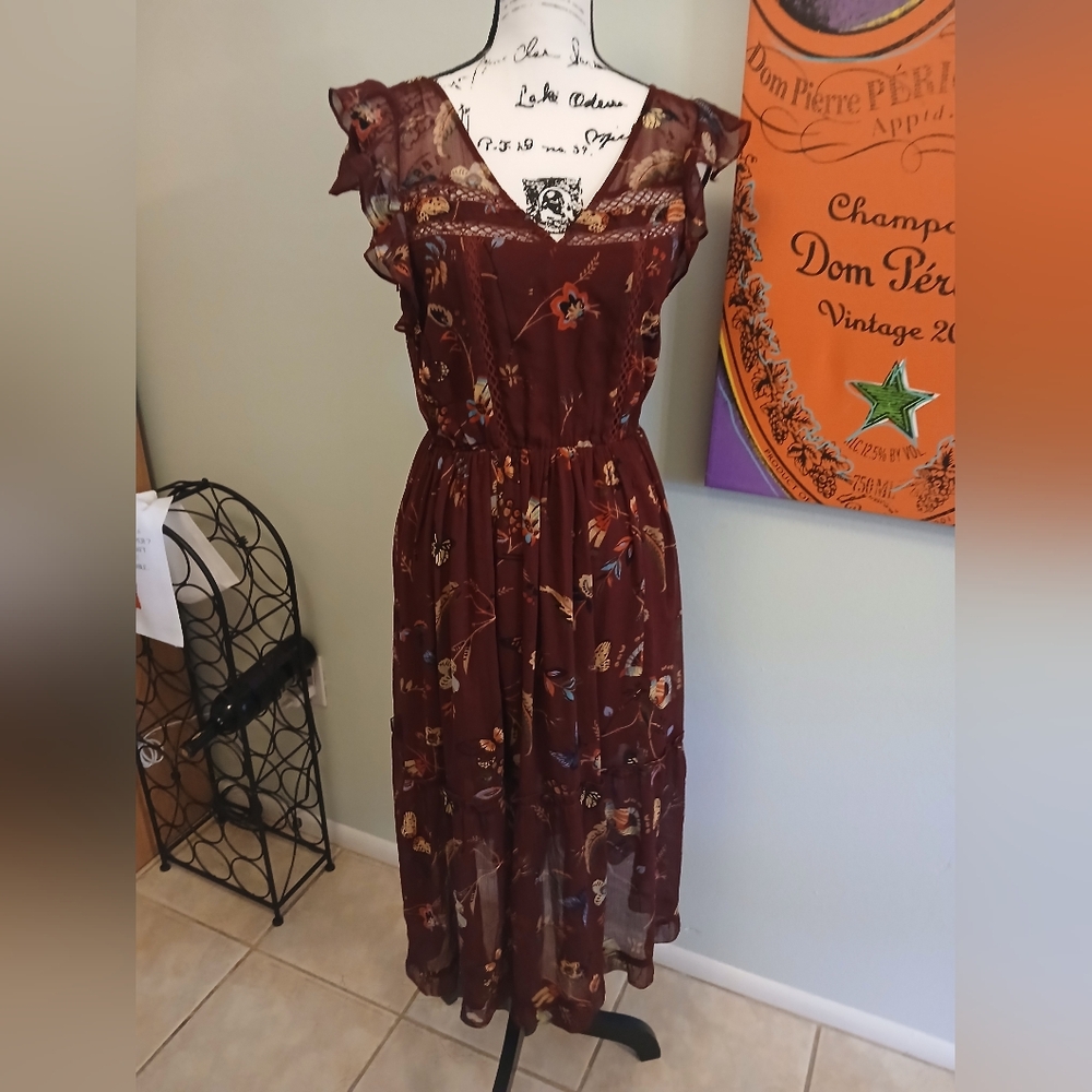 Floral Burgundy Dress ABERCROMBIE AND  FITCH